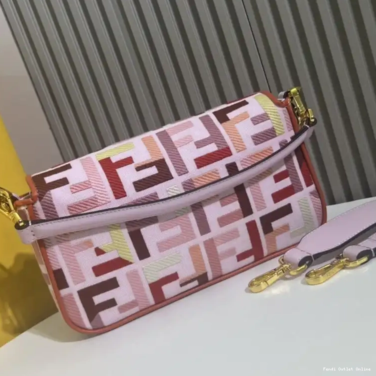Cheap In Multi Canvas Bag Motif Baguette Pink Fendi Medium FF 0514